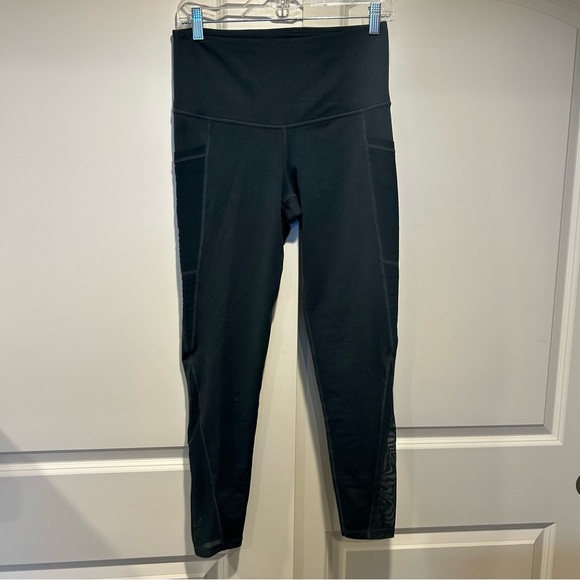 Mono B Women's Dark Green Everyday High Waist Leggings with Mesh and Pockets - M - Picture 6 of 10
